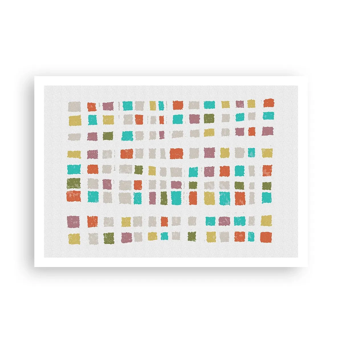 Póster - Cuadrados coloridos en una disposición minimalista sobre un fondo blanco. - 100x70cm - Juego desconocido - Decoración de pared moderna para salón y dormitorio ARTTOR
