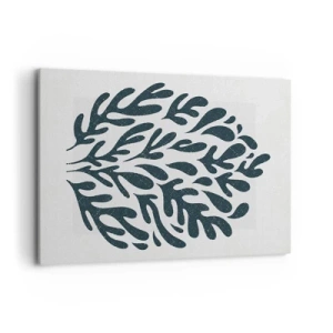 Cuadro sobre lienzo - Impresión de Imagen - Motivo de hoja abstracta oscura sobre un fondo claro - 120x80cm - Formas de la naturaleza - Decoración de pared moderna para salón y dormitorio ARTTOR