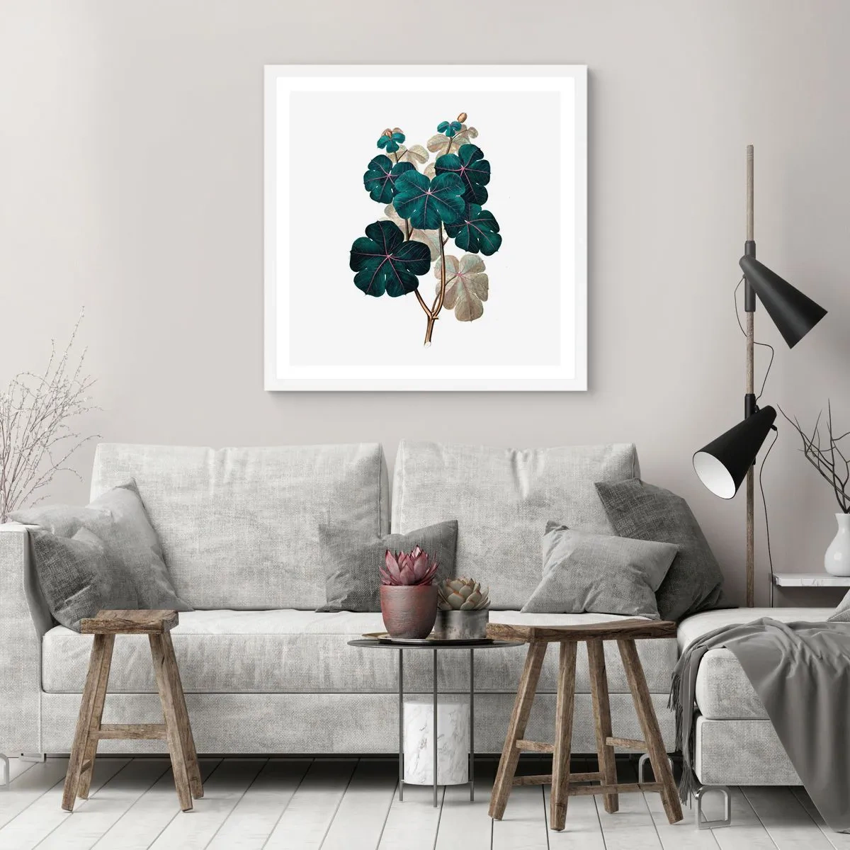 Póster en marco blanco - De un viejo herbario - 30x30 cm