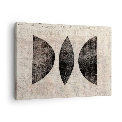 Cuadro sobre lienzo - Impresión de Imagen - Formas étnicas en tonos oscuros sobre un fondo claro. - 70x50cm - Abstracción étnica - Decoración de pared moderna para salón y dormitorio ARTTOR