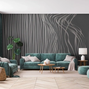 Fotomural Standard Eco - Silueta abstracta de una mujer con líneas onduladas - 100x70cm - Ritmo y acento - Decoración de pared moderna para salón y dormitorio ARTTOR