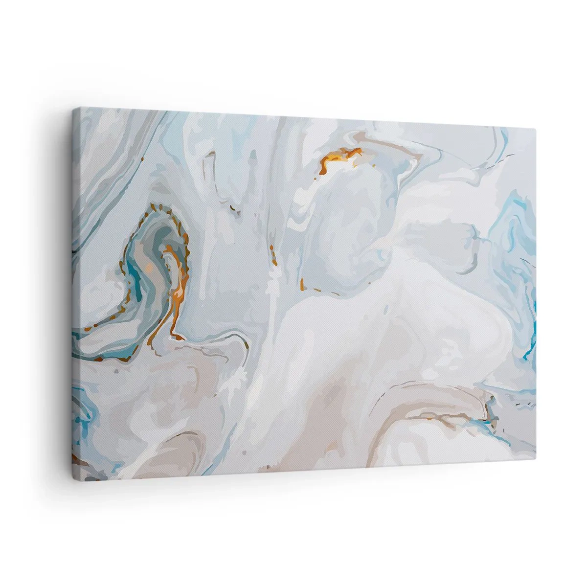 Cuadro sobre lienzo - Impresión de Imagen - Ondas abstractas en tonos azules y blancos - 70x50cm - Blanco fusión - Decoración de pared moderna para salón y dormitorio ARTTOR