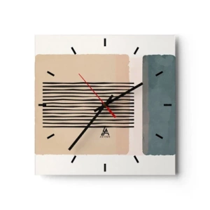 Reloj de pared - Reloj de vidrio - Formas geométricas minimalistas en tonos beige y verdes. - 30x30cm - Todo en orden - Decoración de pared moderna para salón y dormitorio ARTTOR