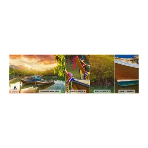 Muestra de fotomural autoadhesivo Deluxe Sticker - Antes de un día ajetreado - Paisaje, Tailandia, Mar - 100x30 cm