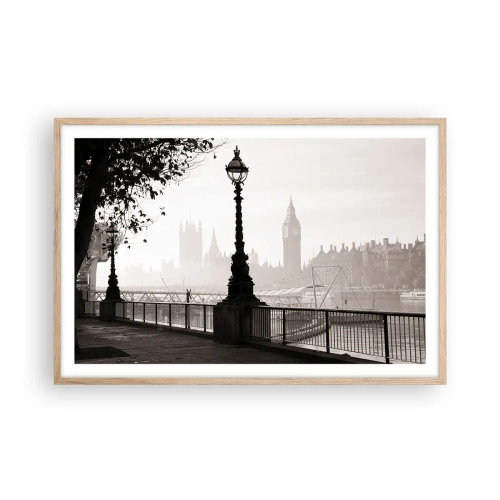 Póster en marco roble claro - La mañana de Londres - 91x61 cm