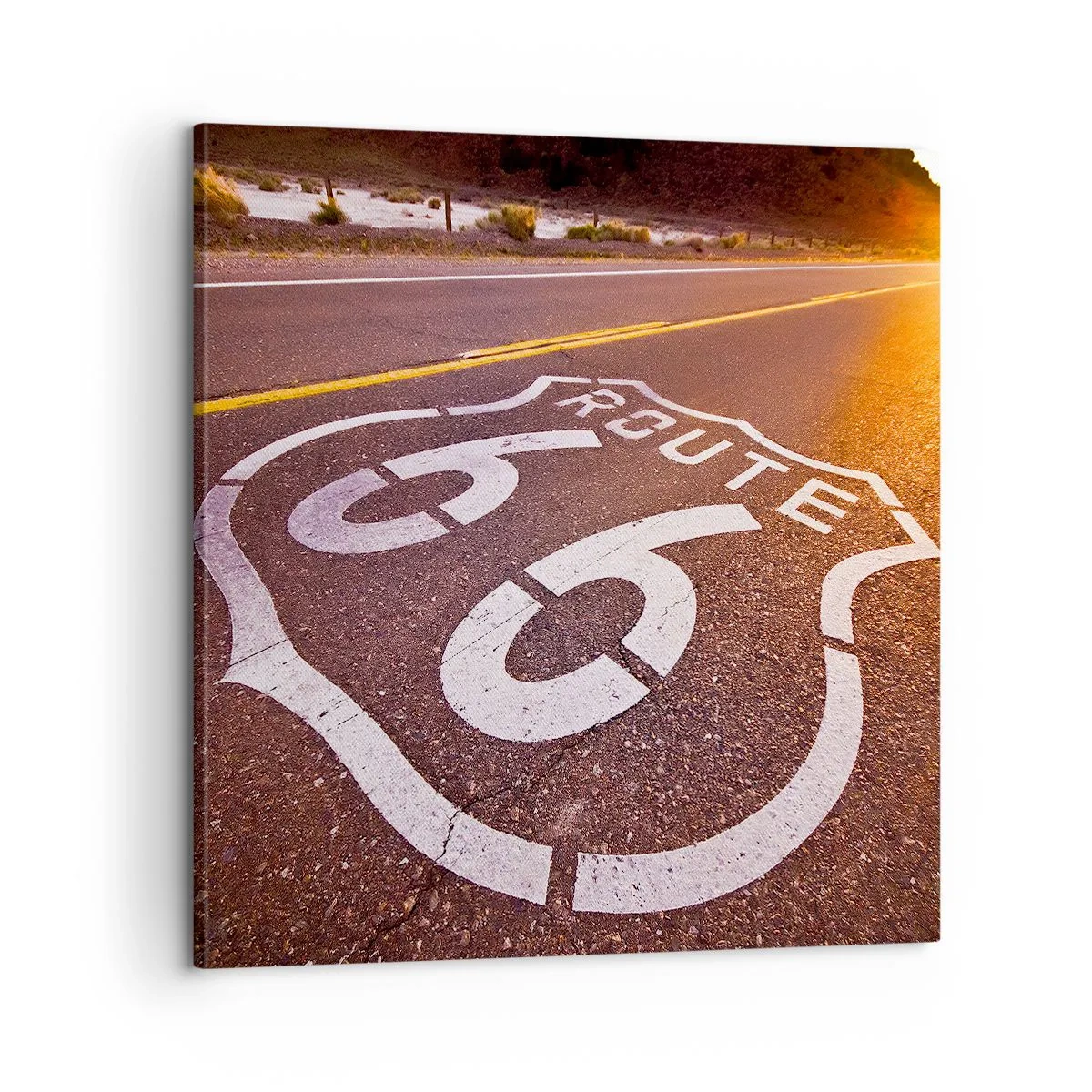 Cuadro sobre lienzo - Impresión de Imagen - La famosa Ruta 66 - 60x60 cm