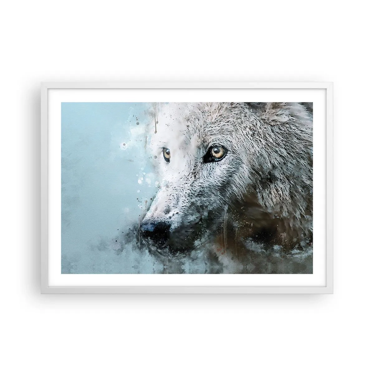 Póster en marco blanco - Conoce el alma del lobo - 70x50 cm