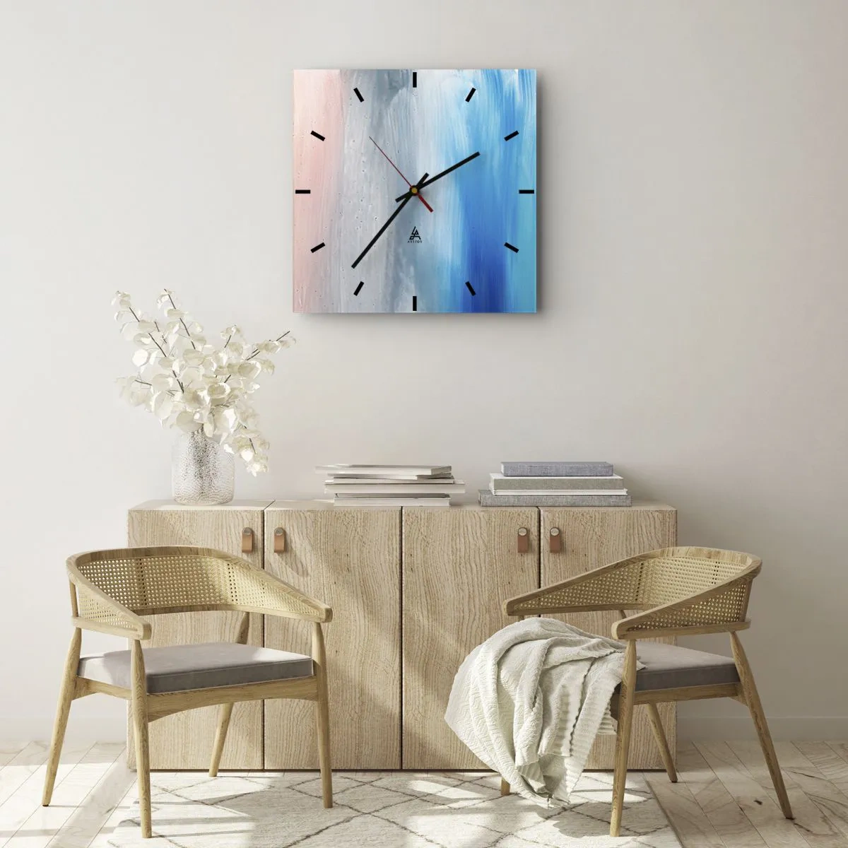 Reloj de pared - Reloj de vidrio - Elementos: aire - 30x30 cm