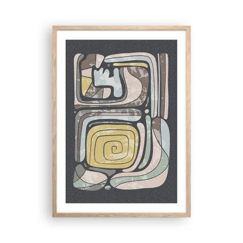 Póster en marco roble claro - Abstracción con espíritu precolombino - 50x70 cm