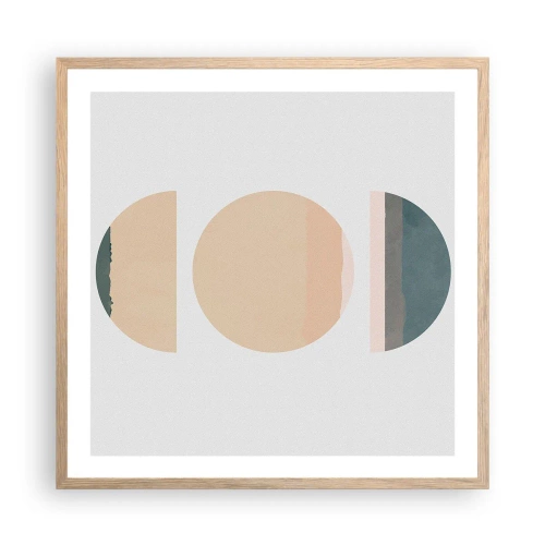 Póster en marco roble claro - Círculo tras círculo - 60x60 cm