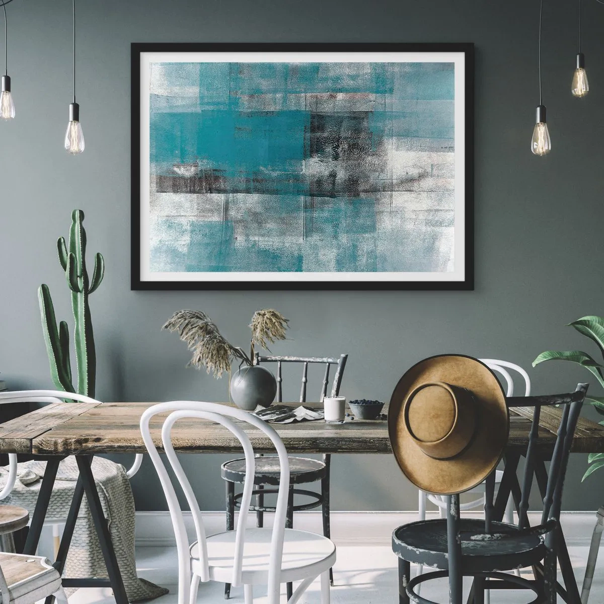 Póster en marco negro - Agua y aire - 91x61 cm