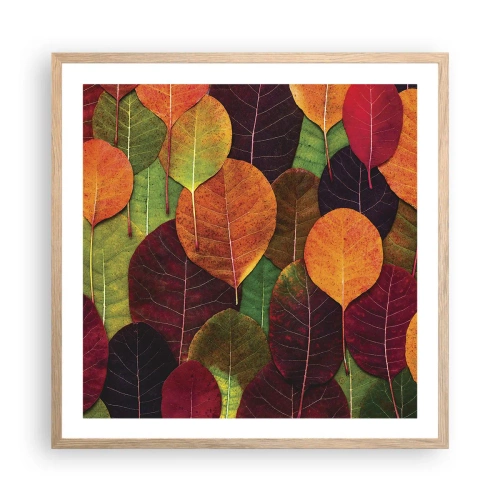 Póster en marco roble claro - Mosaico de otoño - 60x60 cm