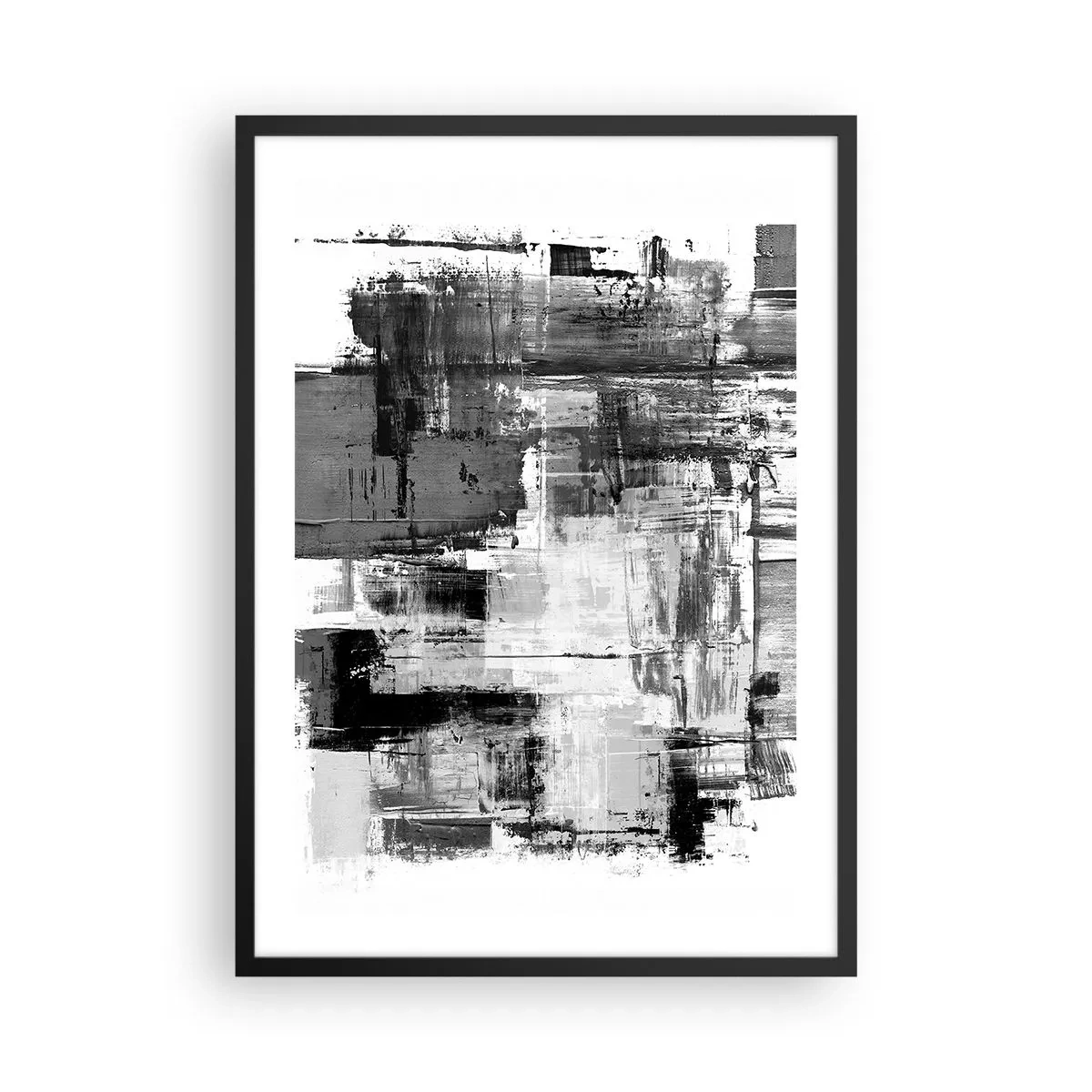 Póster en marco negro - Composición abstracta en tonos de negro, blanco y gris. - 50x70cm - El gris es hermoso - Decoración de pared moderna para salón y dormitorio ARTTOR