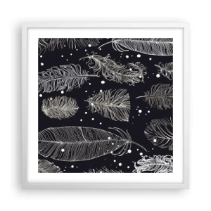 Póster en marco blanco - Encaje de plumas - 50x50 cm