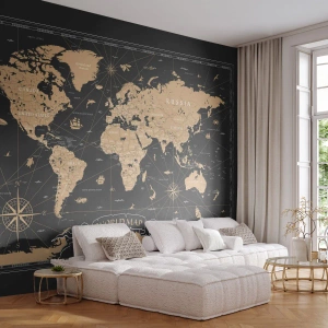 Fotomural Autadhesivo Deluxe Sticker - Las fronteras de mi mundo - Mapa del mundo, Vintage, Retro - 100x70 cm