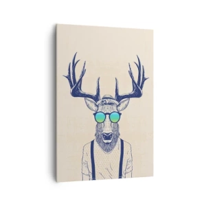 Cuadro sobre lienzo - Impresión de Imagen - Ciervo estilizado con gafas de sol - 70x100cm - ¿Y a quién esperabas? - Decoración de pared moderna para salón y dormitorio ARTTOR
