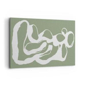 Cuadro sobre lienzo - Impresión de Imagen - Formas orgánicas en blanco sobre fondo verde. - 100x70cm - La llamada del espacio - Decoración de pared moderna para salón y dormitorio ARTTOR