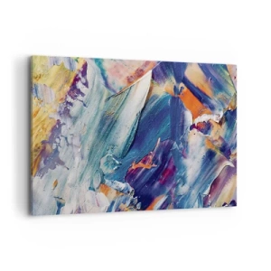 Cuadro sobre lienzo - Impresión de Imagen - Abstracción colorida con textura de pintura acrílica. - 100x70cm - Confusión de colores - Decoración de pared moderna para salón y dormitorio ARTTOR