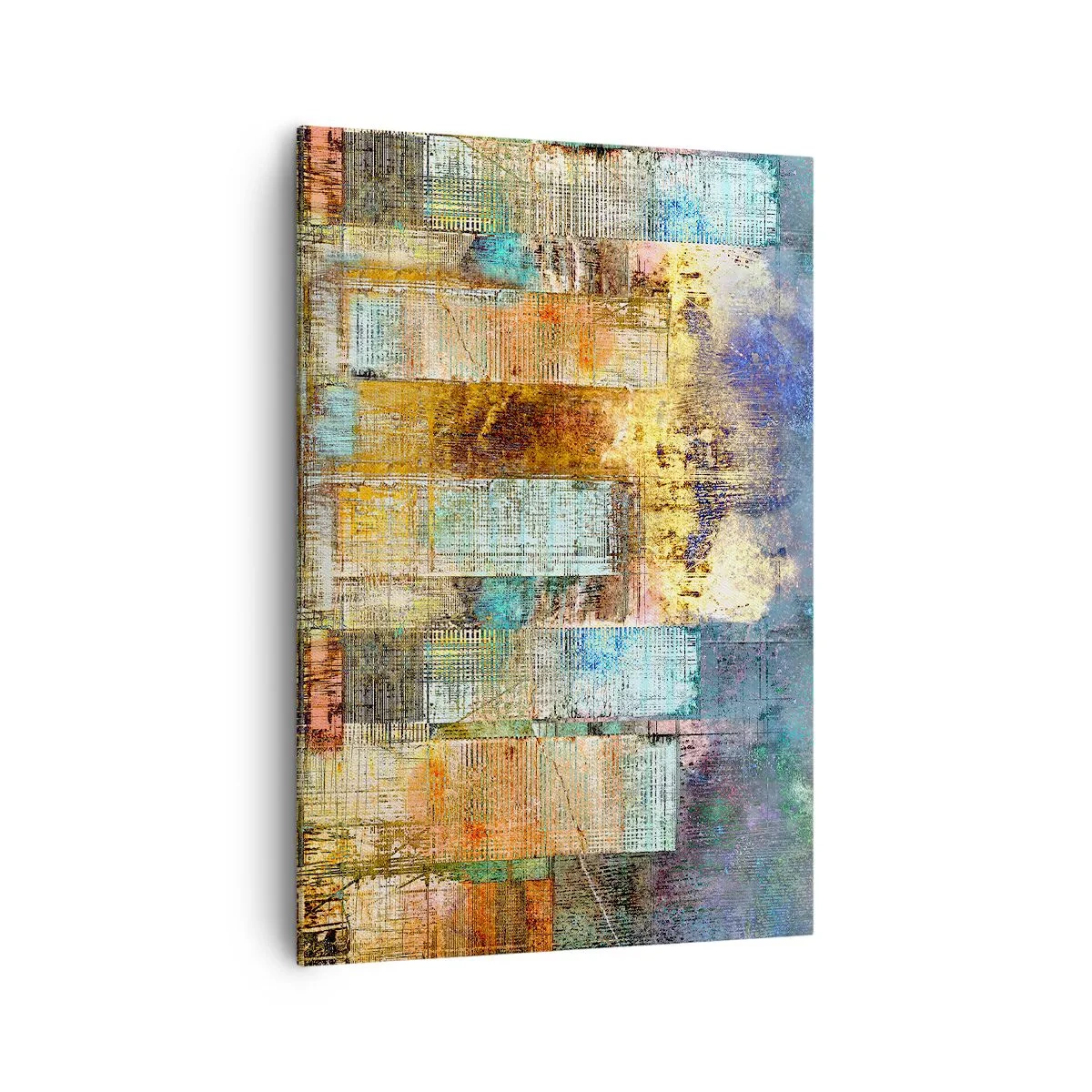 Cuadro sobre lienzo - Impresión de Imagen - Rascacielos abstractos de estilo industrial - 70x100cm - Metrópolis soleada - Decoración de pared moderna para salón y dormitorio ARTTOR