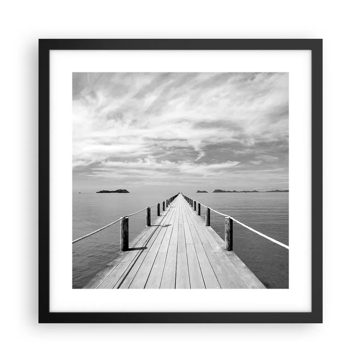 Póster en marco negro - Hora de viajar - 40x40 cm