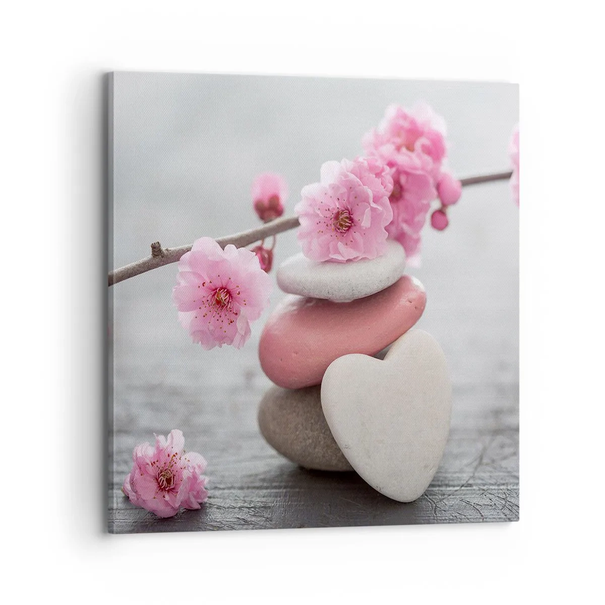 Cuadro sobre lienzo - Impresión de Imagen - Felicidad con la flor del cerezo - 70x70 cm