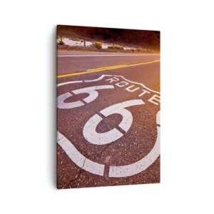 Cuadro sobre lienzo - Impresión de Imagen - Ruta 66 al atardecer - 50x70cm - La famosa Ruta 66 - Decoración de pared moderna para salón y dormitorio ARTTOR