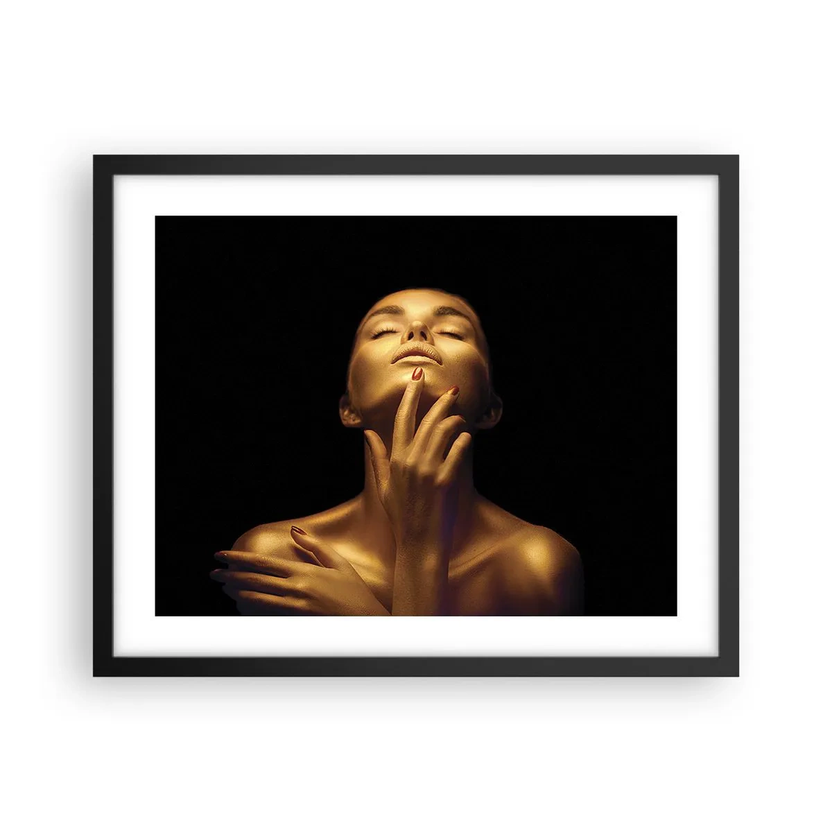 Póster en marco negro - Como seda dorada - 50x40 cm