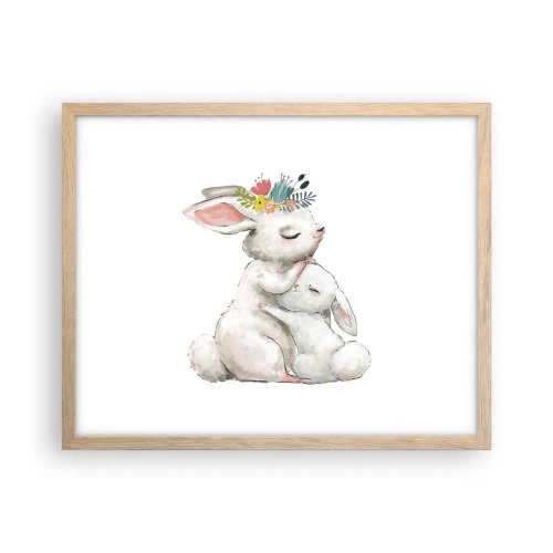 Póster en marco roble claro - En ningún lugar mejor que con mamá - 50x40 cm