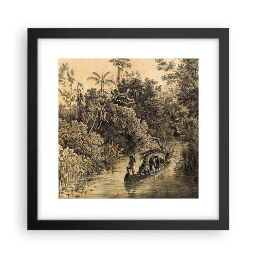 Póster en marco negro - Expedición a la fuente - 30x30 cm