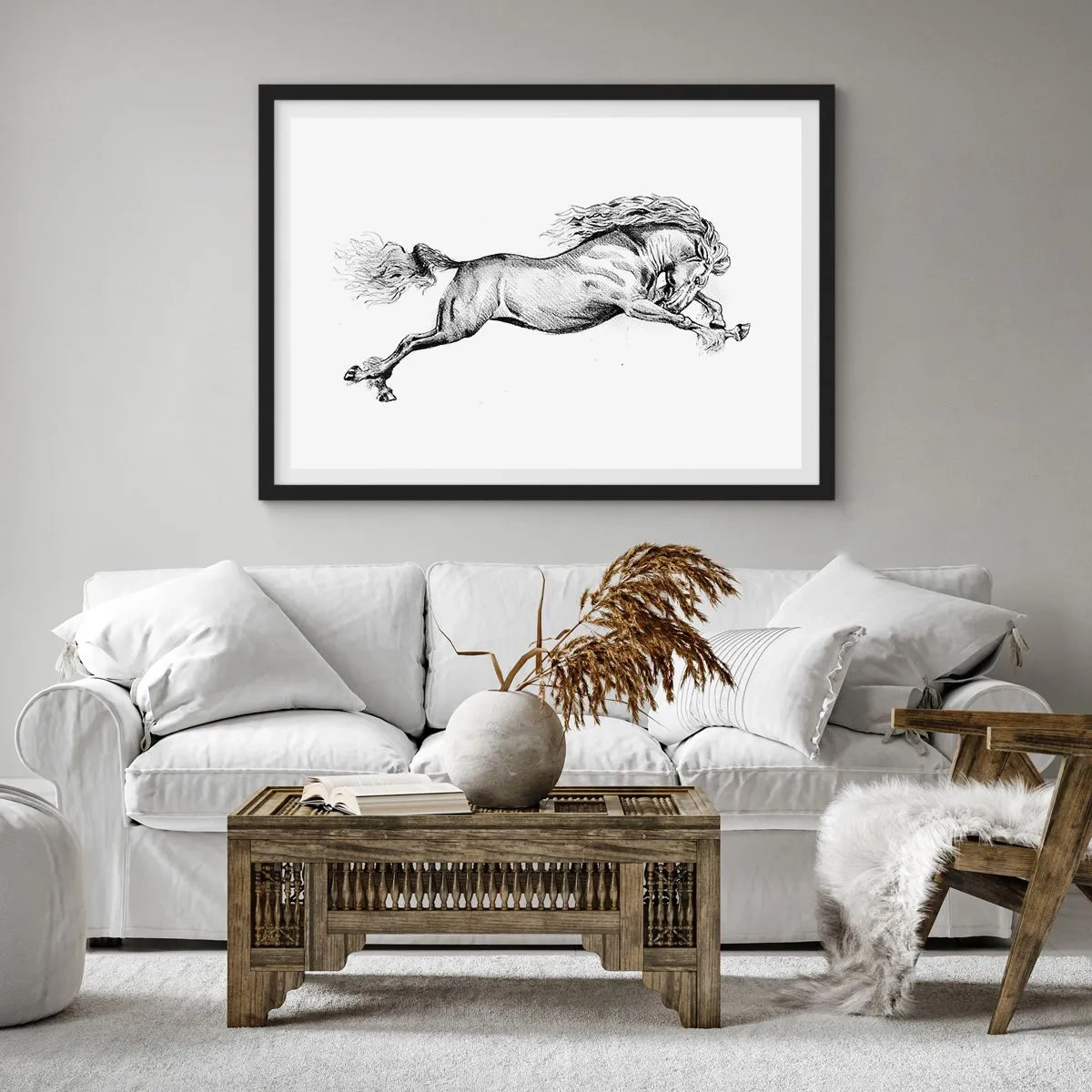 Póster en marco negro - Captura al galope - 40x30 cm