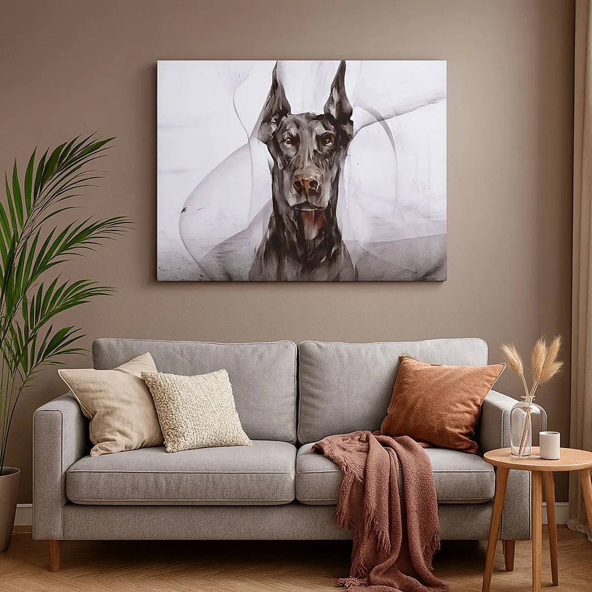 Cuadro sobre lienzo - Impresión de Imagen - Retrato abstracto de un perro en un enfoque artístico - 70x50cm - Nacido noble - Decoración de pared moderna para salón y dormitorio ARTTOR