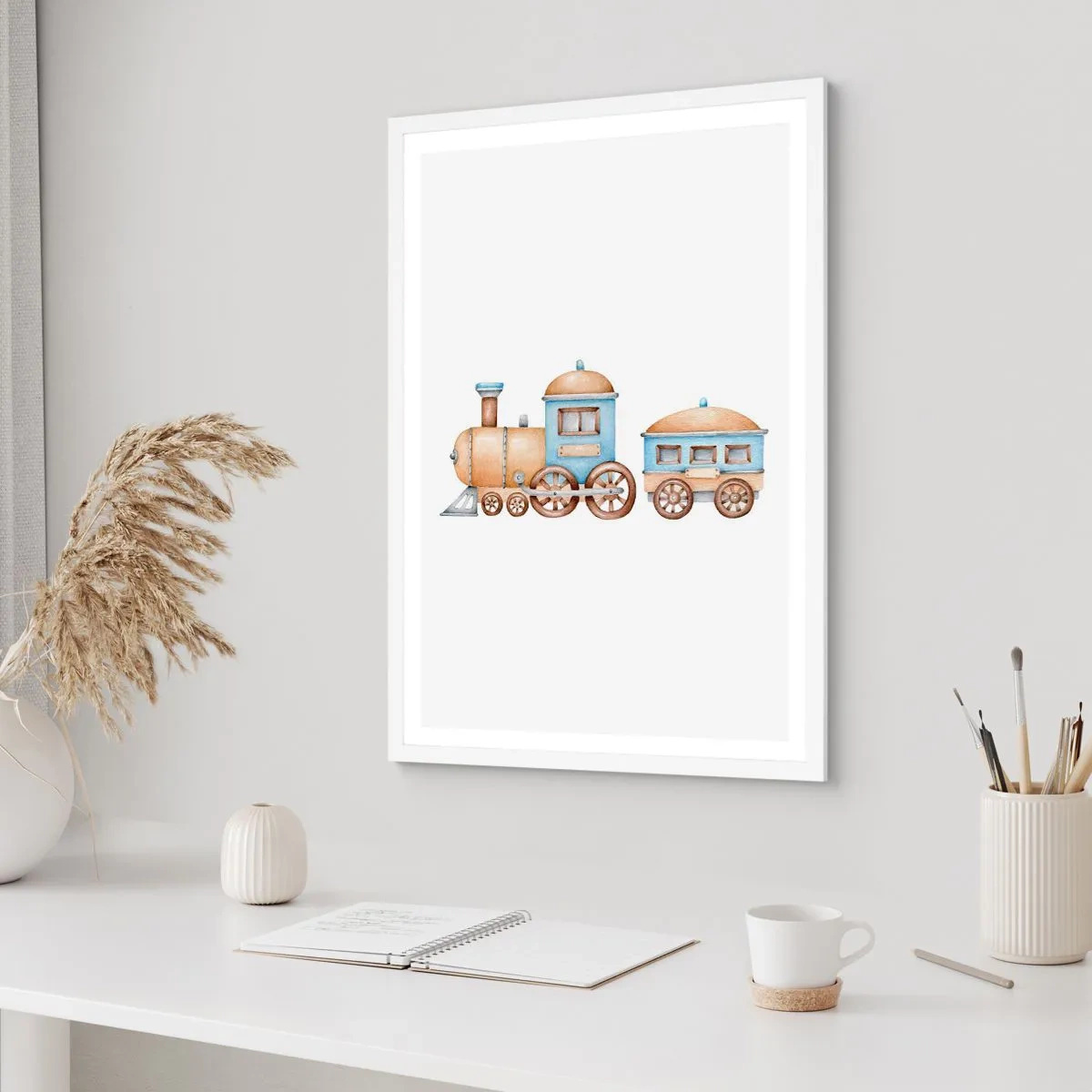Póster en marco blanco - De pie en la estación... - 40x50 cm
