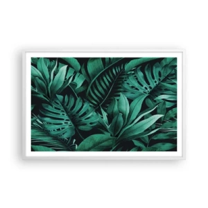 Póster en marco blanco - Profundidad del verde tropical - 91x61 cm