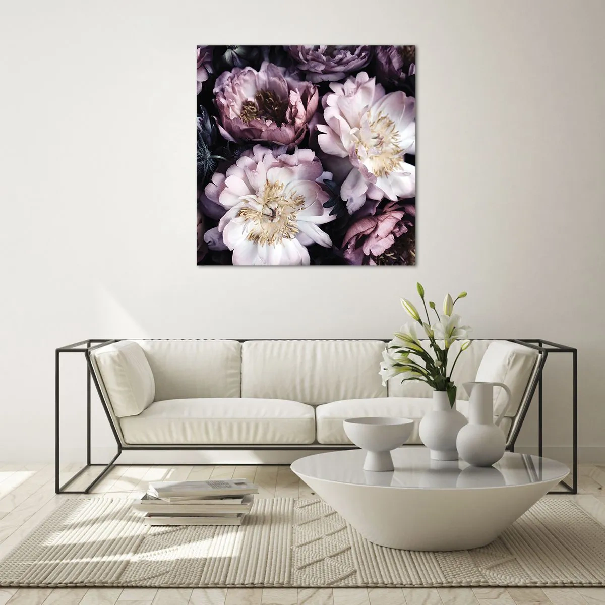 Cuadro sobre vidrio - Impresiones sobre Vidrio - Un ramo a la antigua usanza - 30x30 cm