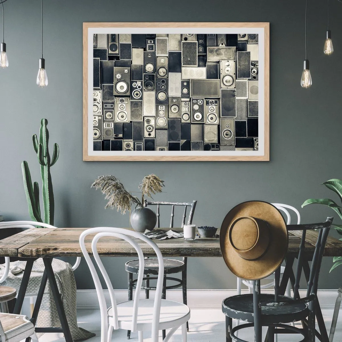 Póster en marco roble claro - Y todo fluye - 50x40 cm