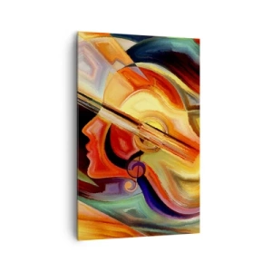 Cuadro sobre lienzo - Impresión de Imagen - Abstracción colorida inspirada en la música y la guitarra. - 80x120cm - Juego musical - Decoración de pared moderna para salón y dormitorio ARTTOR