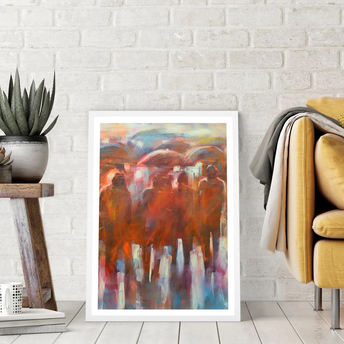 Póster en marco blanco - Iguales entre la niebla - 70x100 cm