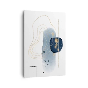 Cuadro sobre lienzo - Impresión de Imagen - Abstracción en tonos azules y dorados. - 70x100cm - Fantasía azul y oro - Decoración de pared moderna para salón y dormitorio ARTTOR