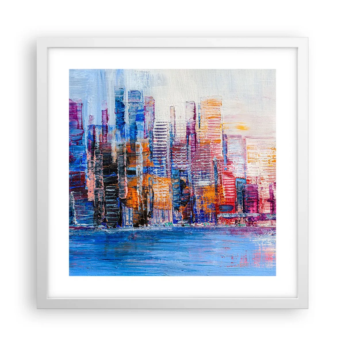 Póster en marco blanco - Una metrópoli alegre - 40x40 cm
