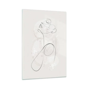 Cuadro sobre vidrio - Impresiones sobre Vidrio - Retrato abstracto en tonos blancos - 50x70cm - La espiral de la belleza - Decoración de pared moderna para salón y dormitorio ARTTOR