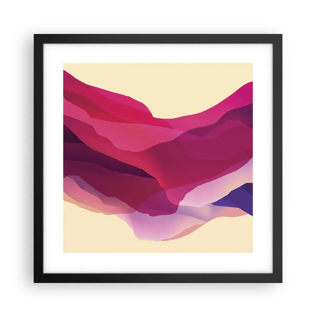 Póster en marco negro - Ondas púrpuras - 40x40 cm