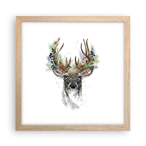 Póster en marco roble claro - Con vestimenta festiva - 30x30 cm