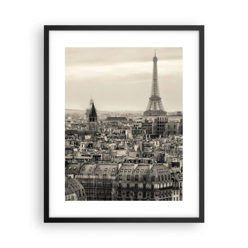 Póster en marco negro - Sobre los tejados de París - 40x50 cm