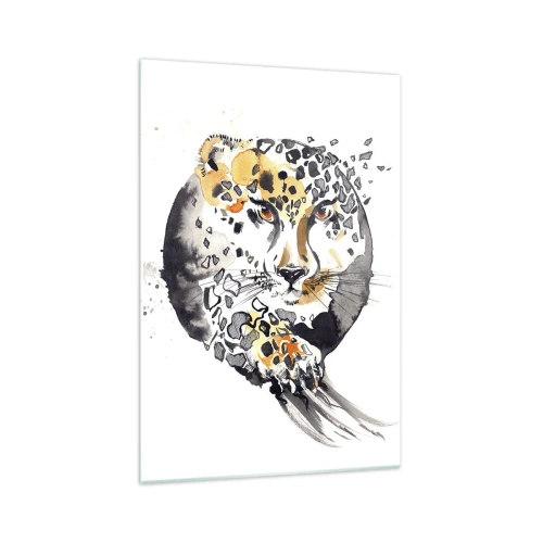 Cuadro sobre vidrio - Impresiones sobre Vidrio - Pintura artística de acuarela con motivo de guepardo. - 70x100cm - Belleza depredadora - Decoración de pared moderna para salón y dormitorio ARTTOR