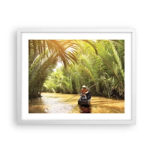 Póster en marco blanco - En un túnel de palmeras - 50x40 cm