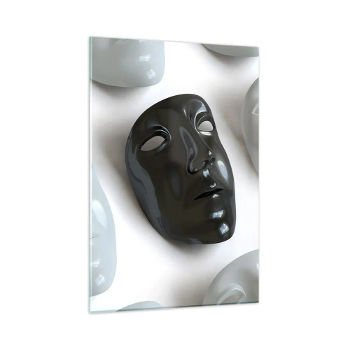 Cuadro sobre vidrio - Impresiones sobre Vidrio - Máscaras en blanco y negro sobre un fondo claro - 80x120cm - ¿Cómo destacar? - Decoración de pared moderna para salón y dormitorio ARTTOR