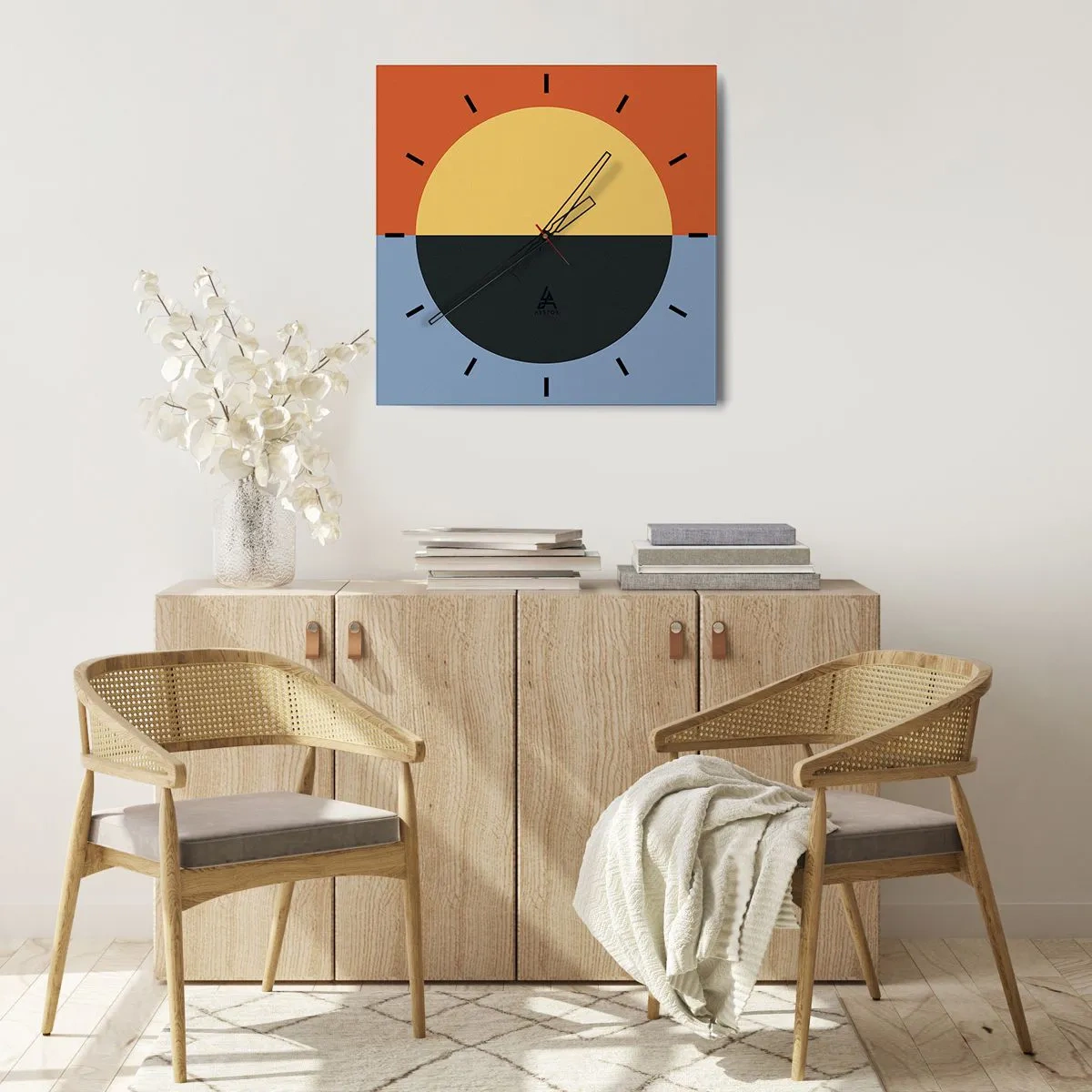 Reloj de pared - Reloj de vidrio - Una composición de calidez y frescura - 40x40 cm