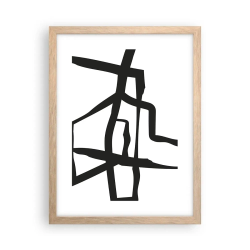 Póster en marco roble claro - Construcción en blanco y negro - 30x40 cm