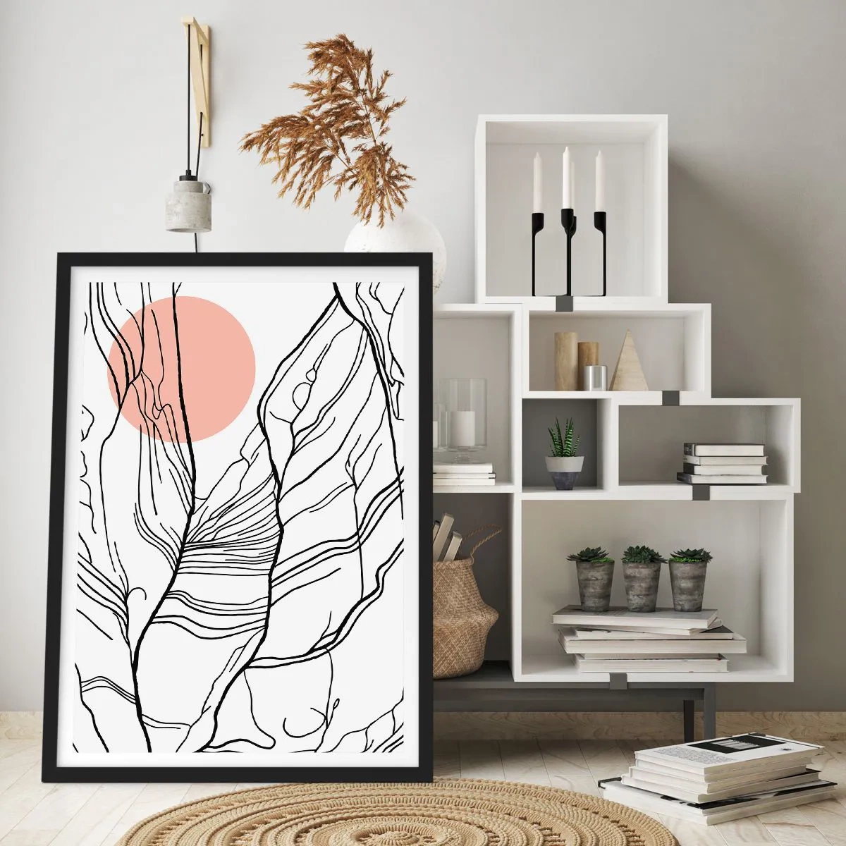 Póster en marco negro - En una red de ramas - 30x40 cm