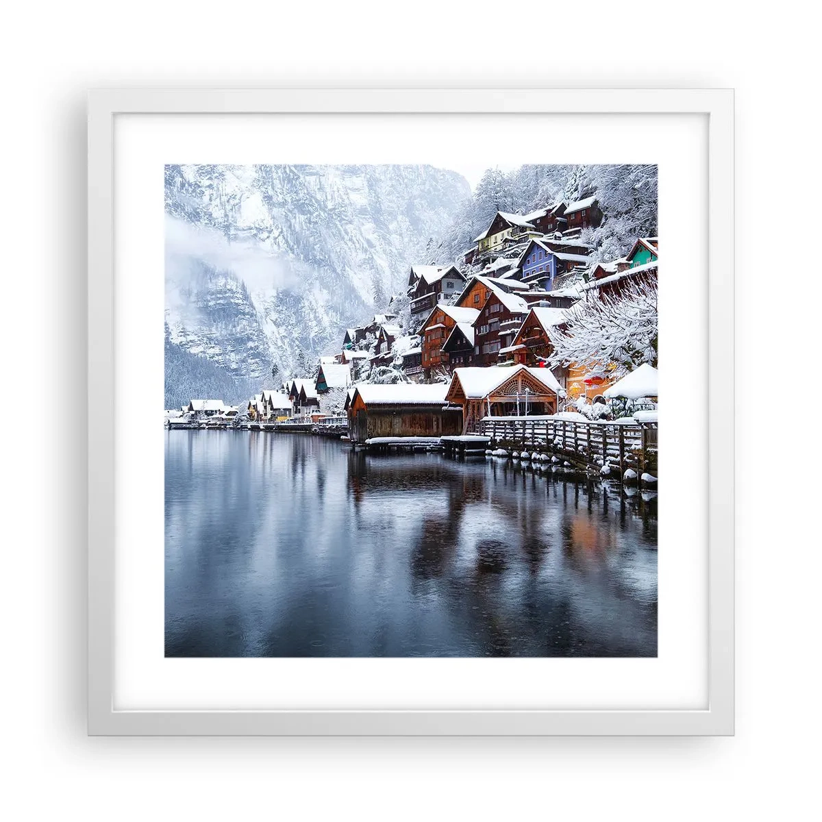 Póster en marco blanco - En un decorado de invierno - 40x40 cm